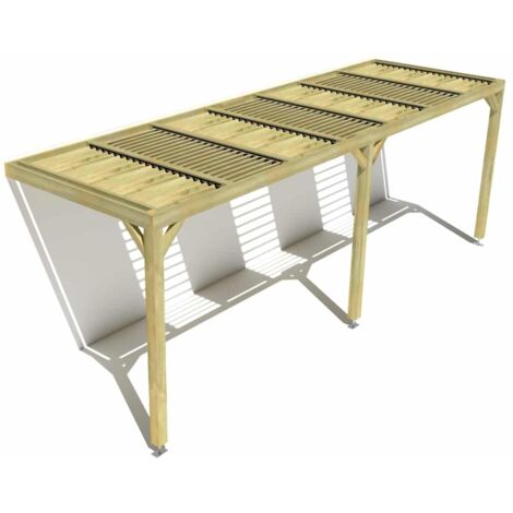 Pergola bois • 7m x 2m • adossée • sens profondeur • lames orientables bioclimatiques incluses • livraison comprise