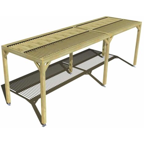 Pergola bois • 7m x 2m • indépendante • sens largeur • lames orientables bioclimatiques incluses • livraison comprise