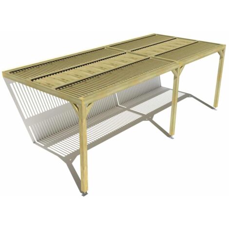 Pergola bois • 7m x 3m • adossée • sens largeur • lames orientables bioclimatiques incluses • livraison comprise