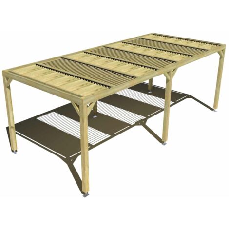 Pergola bois • 7m x 3m • indépendante • sens profondeur • lames orientables bioclimatiques incluses • livraison comprise