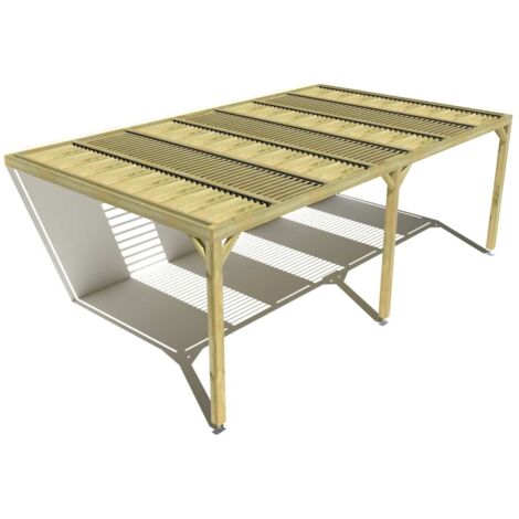 Pergola bois • 7m x 4m • adossée • sens profondeur • lames orientables bioclimatiques incluses • livraison comprise