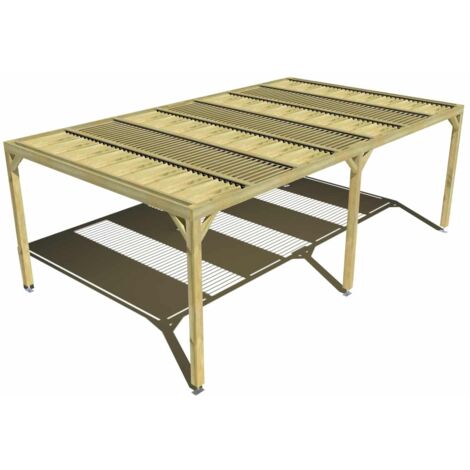 Pergola bois • 7m x 4m • indépendante • sens profondeur • lames orientables bioclimatiques incluses • livraison comprise
