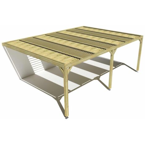 Pergola bois • 7m x 5m • adossée • sens profondeur • lames orientables bioclimatiques incluses • livraison comprise