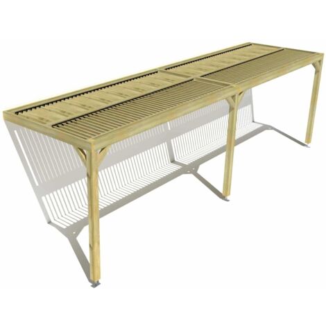 Pergola bois • 8m x 2m • adossée • sens largeur • lames orientables bioclimatiques incluses • livraison comprise