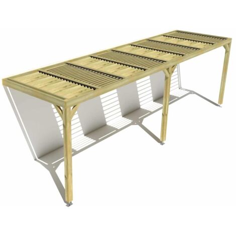 Pergola bois • 8m x 2m • adossée • sens profondeur • lames orientables bioclimatiques incluses • livraison comprise