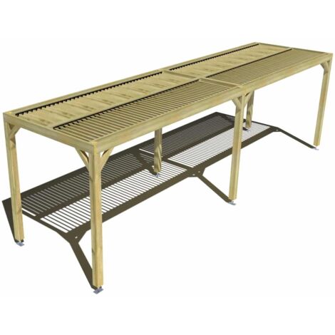 Pergola bois • 8m x 2m • indépendante • sens largeur • lames orientables bioclimatiques incluses • livraison comprise