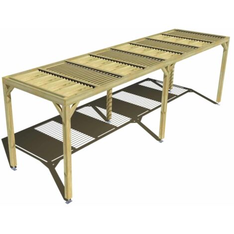 Pergola bois • 8m x 2m • indépendante • sens profondeur • lames orientables bioclimatiques incluses • livraison comprise