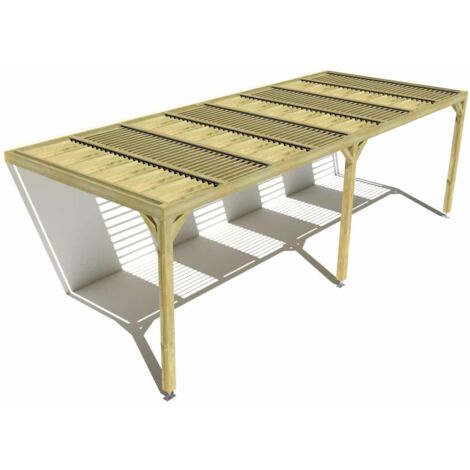 Pergola bois • 8m x 3m • adossée • sens profondeur • lames orientables bioclimatiques incluses • livraison comprise