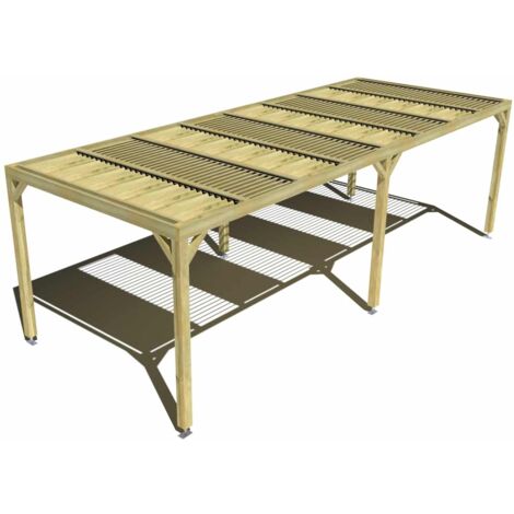 Pergola bois • 8m x 3m • indépendante • sens profondeur • lames orientables bioclimatiques incluses • livraison comprise