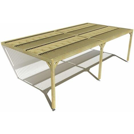 Pergola bois • 8m x 4m • adossée • sens largeur • lames orientables bioclimatiques incluses • livraison comprise