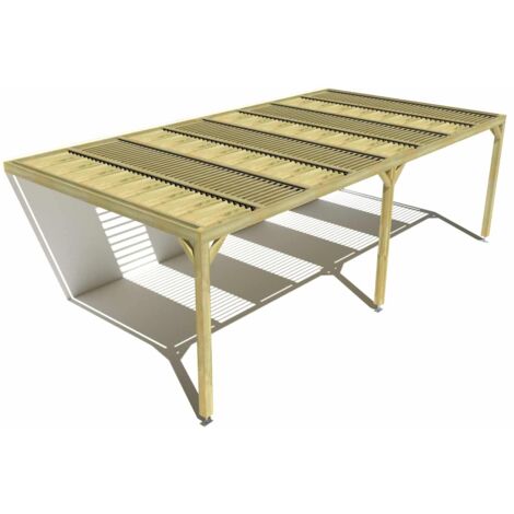 Pergola bois • 8m x 4m • adossée • sens profondeur • lames orientables bioclimatiques incluses • livraison comprise