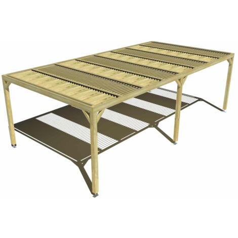 Pergola bois • 8m x 4m • indépendante • sens profondeur • lames orientables bioclimatiques incluses • livraison comprise