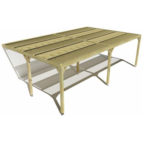 Pergola bois • 8m x 5m • adossée • sens largeur • lames orientables bioclimatiques incluses • livraison comprise