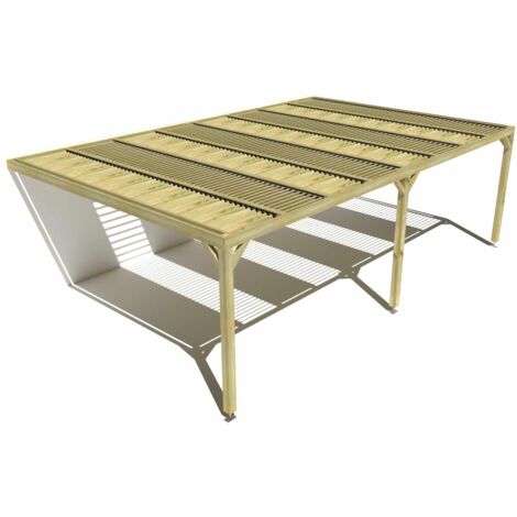 Pergola bois • 8m x 5m • adossée • sens profondeur • lames orientables bioclimatiques incluses • livraison comprise