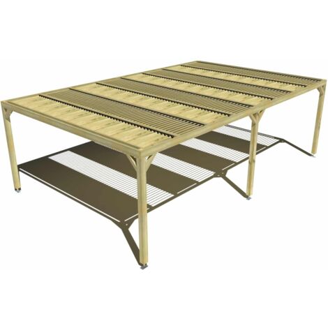 Pergola bois • 8m x 5m • indépendante • sens profondeur • lames orientables bioclimatiques incluses • livraison comprise