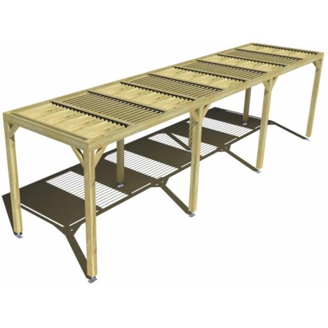 Pergola bois • 9m x 2m • indépendante • sens profondeur • lames orientables bioclimatiques incluses • livraison comprise