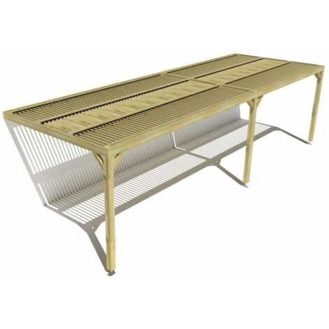 Pergola bois • 9m x 3m • adossée • sens largeur • lames orientables bioclimatiques incluses • livraison comprise