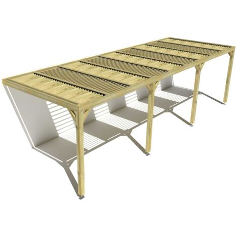 Pergola bois • 9m x 3m • adossée • sens profondeur • lames orientables bioclimatiques incluses • livraison comprise