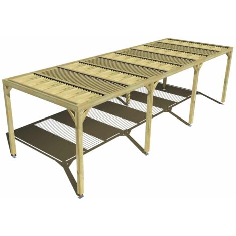 Pergola bois • 9m x 3m • indépendante • sens profondeur • lames orientables bioclimatiques incluses • livraison comprise
