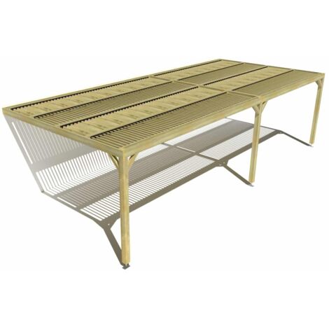 Pergola bois • 9m x 4m • adossée • sens largeur • lames orientables bioclimatiques incluses • livraison comprise