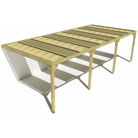 Pergola bois • 9m x 4m • adossée • sens profondeur • lames orientables bioclimatiques incluses • livraison comprise
