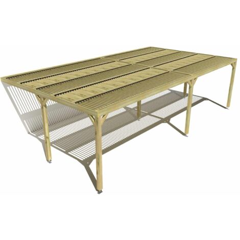 Pergola bois • 9m x 5m • adossée • sens largeur • lames orientables bioclimatiques incluses • livraison comprise