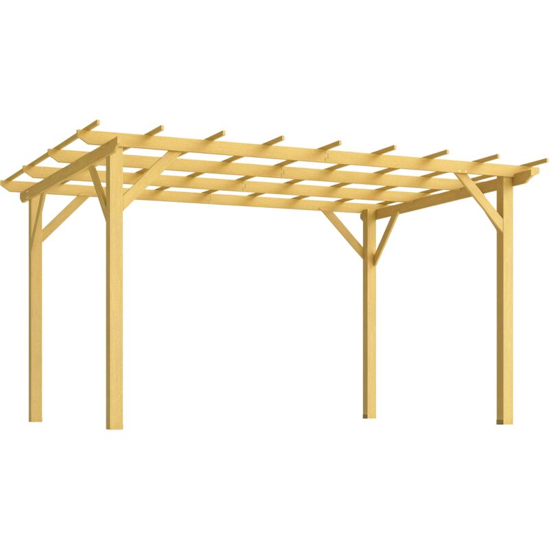 Pergola bois autoportante 12 m² dim. 3 x 4 m - toit chevrons lattes espacées - sapin pré-huilé