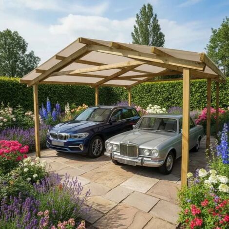 Pergola Carport in legno 400x550 cm, in pino impregnato, Made in Italy