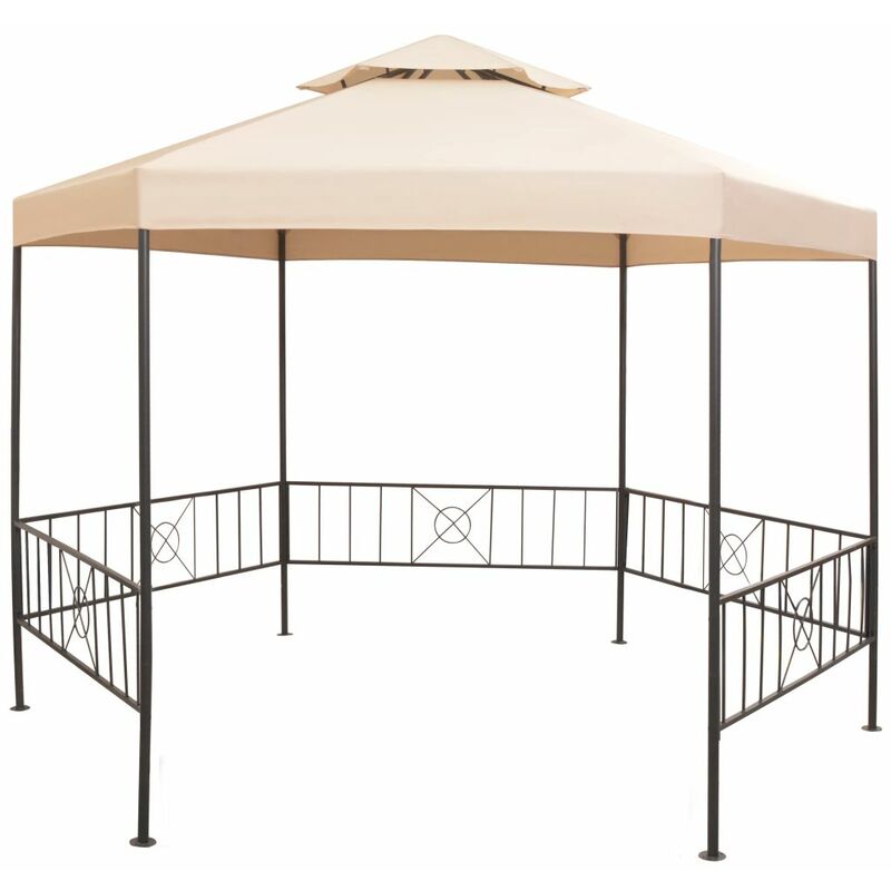 

Happyshopping - Pergola/Cenador de jardin hexagonal beige 323x265 cm