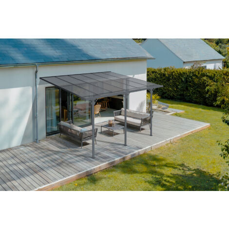 Pergola/Cochera adosada KLEO 400L300 aluminio Gris