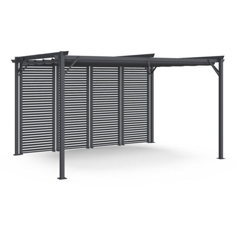Pergola Collector's Edition Jalousie einziehbares Dach 3x4M 4 Pans modulierbar anthrazitgrau