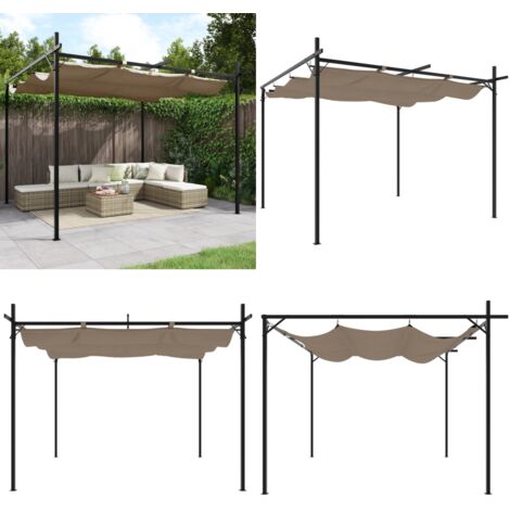 Pérgola con cubierta retráctil gris taupe 295x292x230 cm - Sombra al aire libre - Cobijo para fiestas