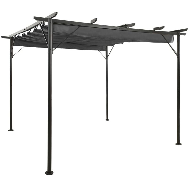 

Pérgola con tejado retráctil acero gris antracita 3x3m 180 g/m²