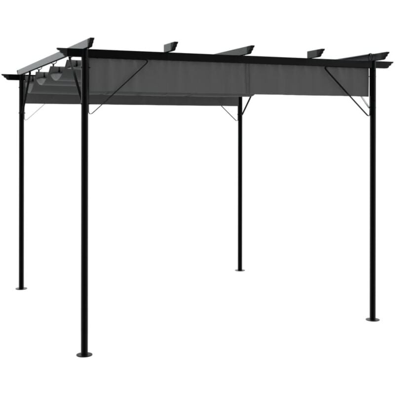 

Pérgola con tejado retráctil acero gris antracita 3x3m 180 g/m² - Antracita - Vidaxl