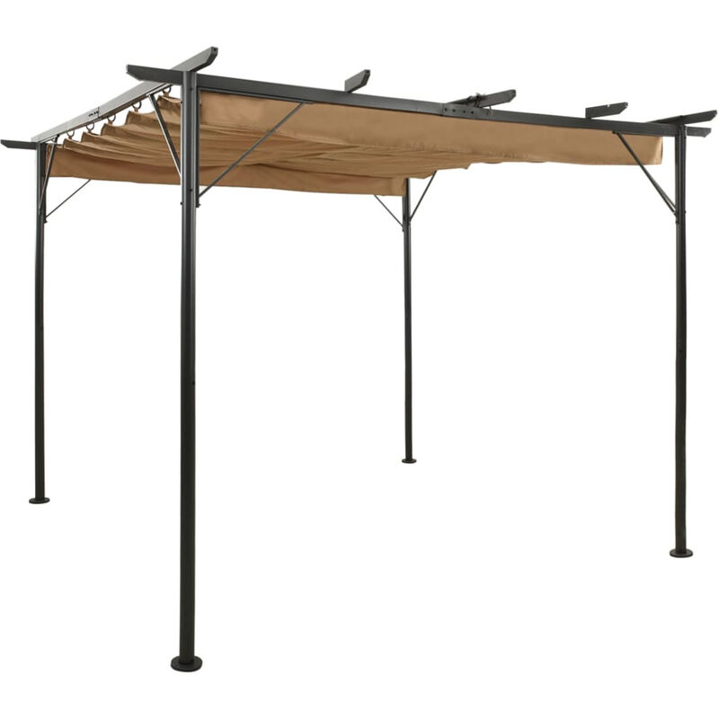 

Pergola con tejado retractil acero gris taupe 3x3 m 180 g/m²