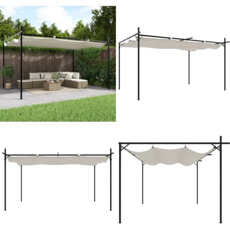 Pergola con Tetto Retrattile Crema 395x292x230 cm - Ombreggiatura all'aperto - Padiglione esterno