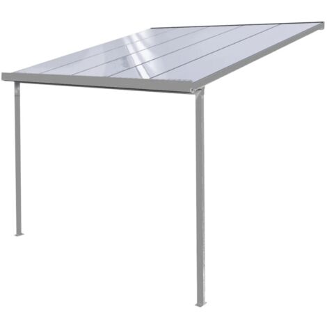 pergola da esterno "patio" in alluminio antracite e policarbonato opale, 3x3 metri