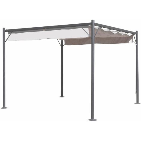Pergola da Giardino 3x3m in Acciaio e Poliestere Grigio Chiaro