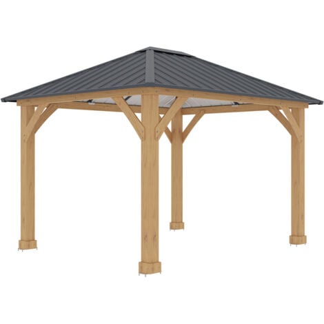 Pergola da Giardino Gardiun Fénix 12 m2 Esterno 300x401x282 cm Acciaio e  Legno FSC con Copertura a 2 Falde e Color Antracite