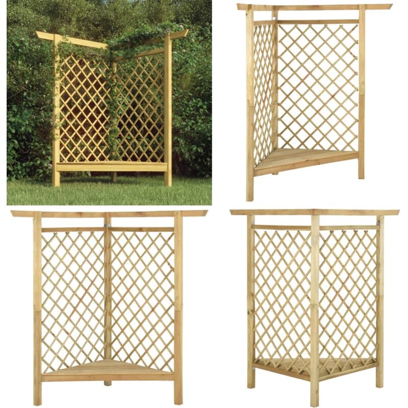 Vidaxl - Pergola d'angle avec banc 166x81x174 cm Bois de pin imprégné - pergola d'angle - pergolas d'angle - Home & Living - Vert