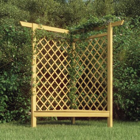 Pergola d'angle ，Tonnelle de jardin，Barnum avec banc 166x81x174 cm Bois de pin imprégné XZZ49738