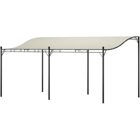 Pergola de 3 x 5 m. Toit de jardin flexible avec bâche étanche et cadre métallique. Ombre. Blanc crème