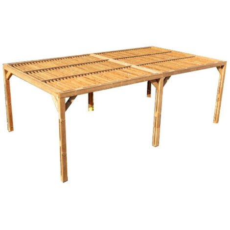 Pérgola de 3,41 x 6,26 m en Madera Tratada con Persianas Móviles en el Techo