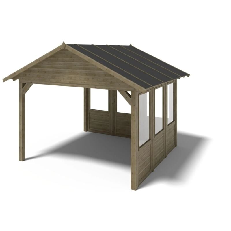 Pergola de jardin 4,04x4,04m avec panneaux - traité
