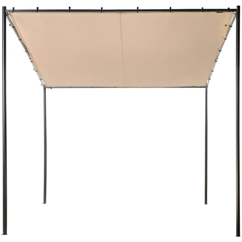 Beliani - Pergola de Jardin Armature Métallique 282 x 294 cm Toile Ombrage Taupe Vimino
