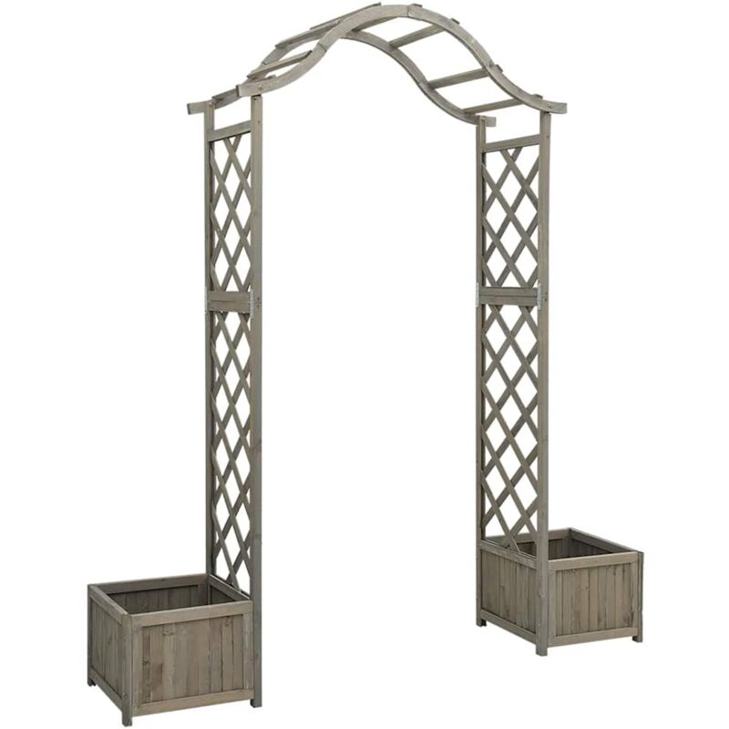 Pergola de jardin avec jardinière Gris Bois pin massif
