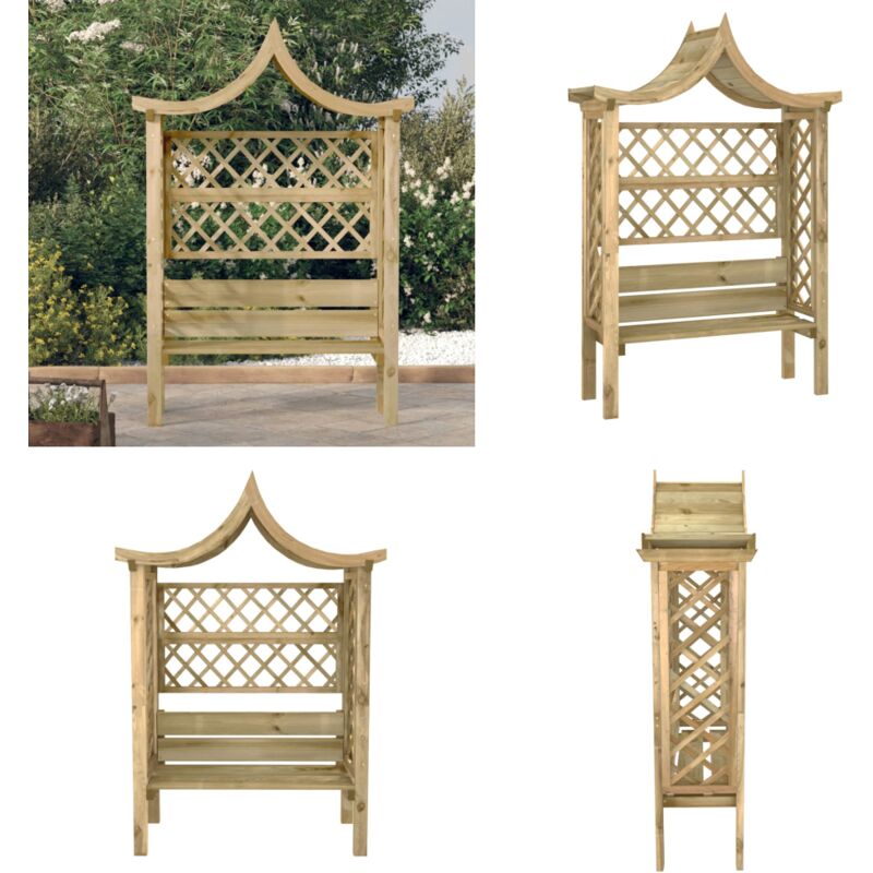 Pergola de jardin avec toit et banc Bois de pin imprégné - pergola - pergolas - Home & Living