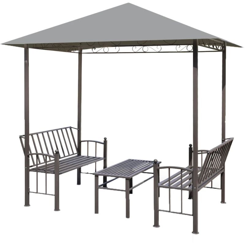 

Pérgola de jardín con mesa y bancos 2,5x1,5x2,4 m gris - Antracita - Vidaxl