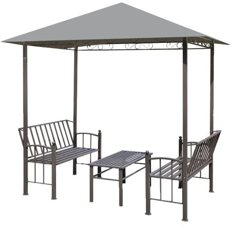 vidaXL Pérgola de jardín con mesa y bancos 2,5x1,5x2,4 m gris - Antracita