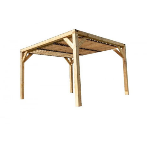 Pérgola de jardín de madera 339x360 cm – Techo de lamas orientable 12,2 m² – VT3436T Foresta
